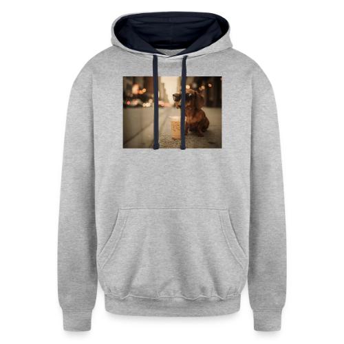 Funny Dachshund Iced Coffee Lover Tee - Unisex Contrast Hoodie