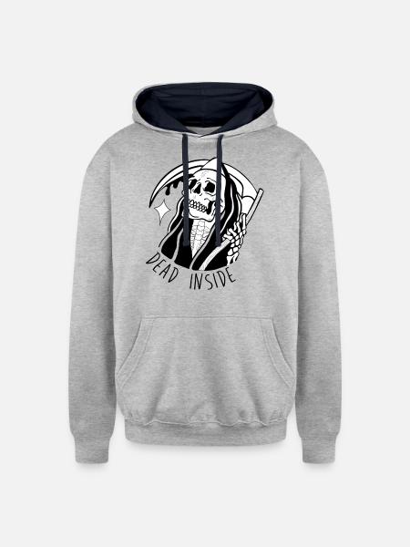 Keeping It Grim - Unisex Contrast Hoodie - heather gray/navy