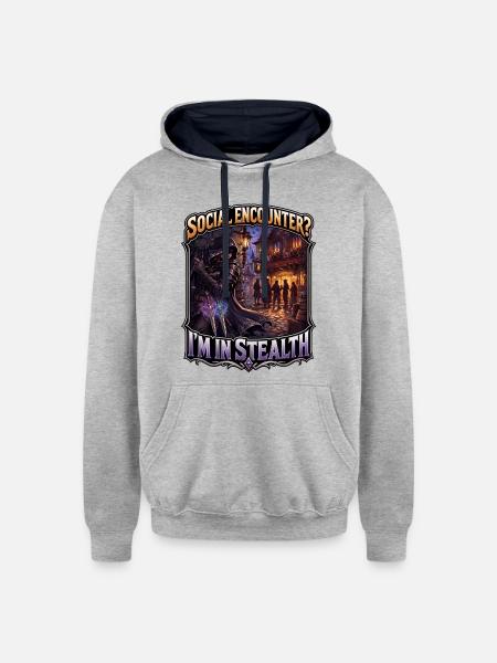 SOCIAL ENCOUNTER? I’M IN STEALTH - Unisex Contrast Hoodie - heather gray/navy