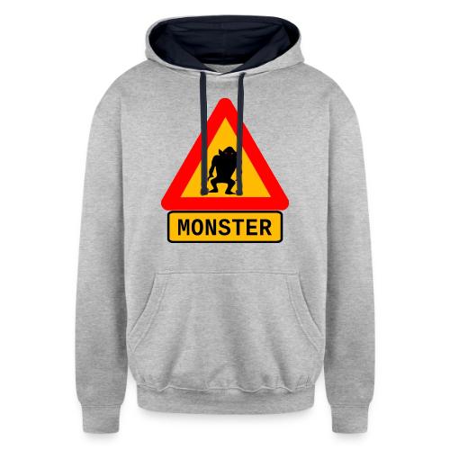 road sign monster text - Unisex Contrast Hoodie