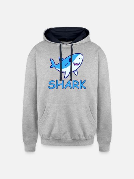 SHARK - Unisex Contrast Hoodie - heather gray/navy