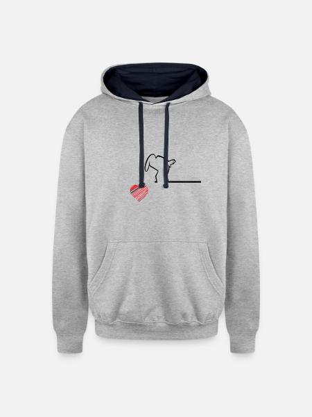 heart bag - Unisex Contrast Hoodie - heather gray/navy