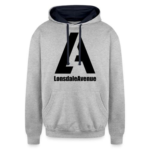 Lonsdale Avenue Logo Black Text - Unisex Contrast Hoodie
