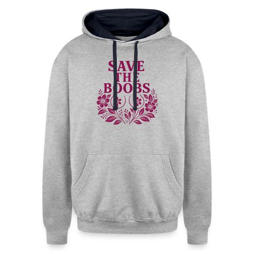 Save the boobs floral - Unisex Contrast Hoodie