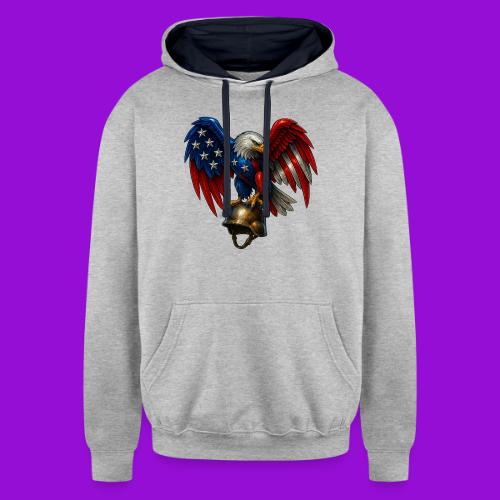 American Flag Bald Eagle - Helmet - Unisex Contrast Hoodie