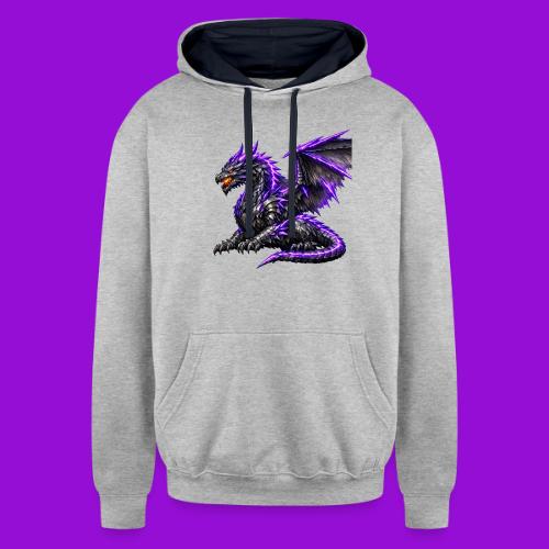 Neon Dragon at Rest - Unisex Contrast Hoodie