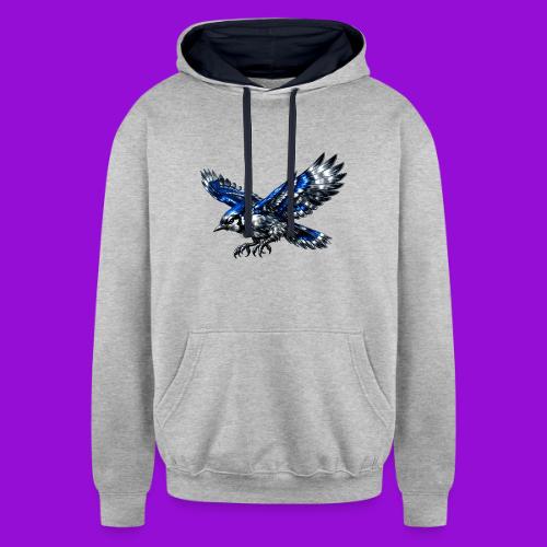 Silver Blue Jay Dive - Unisex Contrast Hoodie
