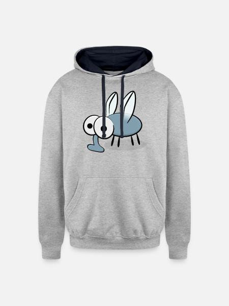 Cartoon mosquito - Unisex Contrast Hoodie - heather gray/navy