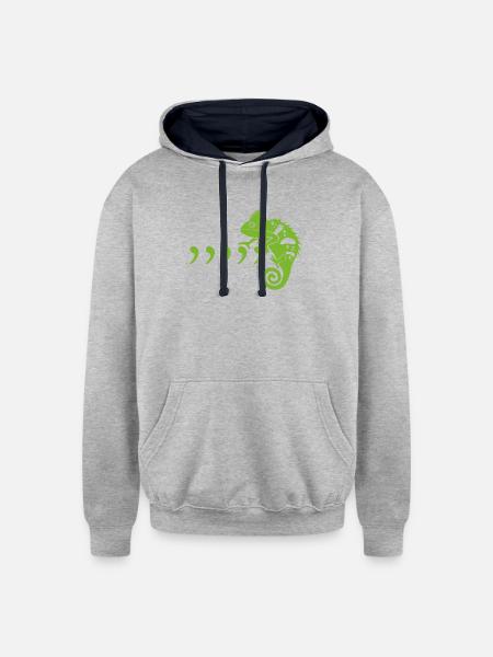 Comma Chameleon - Unisex Contrast Hoodie - heather gray/navy