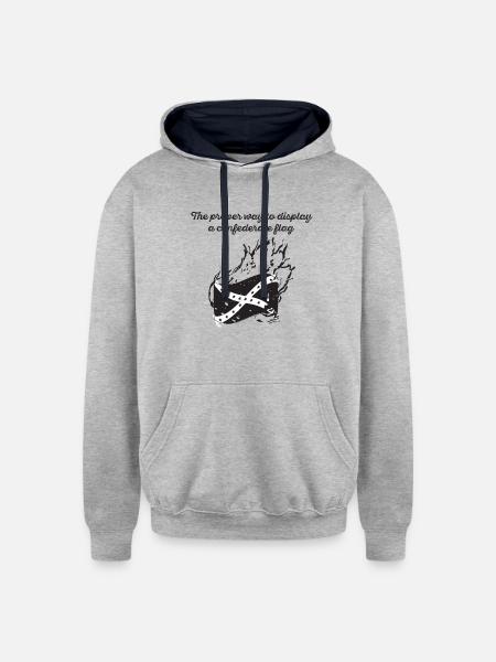 Burn the Confederate Flag - Unisex Contrast Hoodie - heather gray/navy
