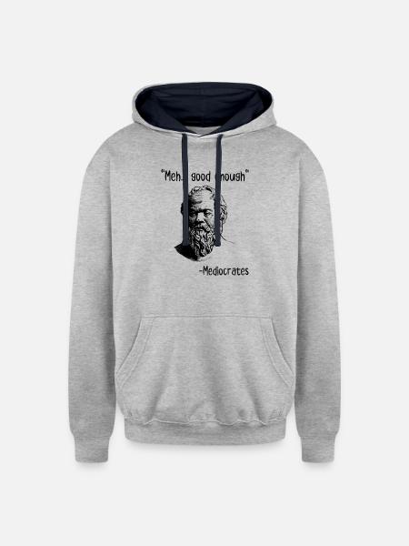 Meh Good Enough Mediocrates - Unisex Contrast Hoodie - heather gray/navy