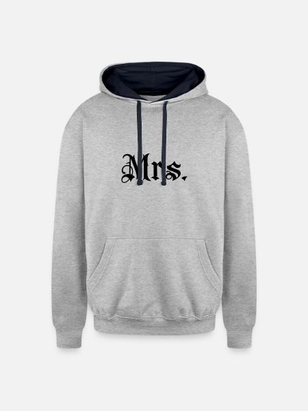 Gladditudes Mrs tattoo style - Unisex Contrast Hoodie - heather gray/navy