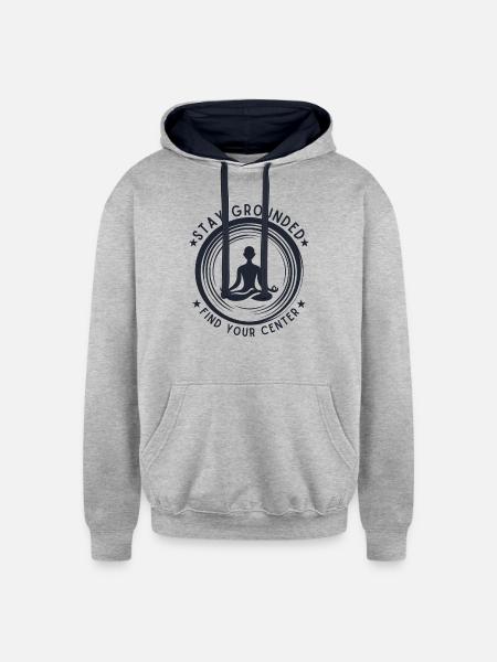 Meditative Silhouette - Unisex Contrast Hoodie - heather gray/navy