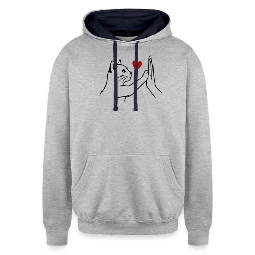 Cat Lover High-Five T-Shirt - Unisex Contrast Hoodie