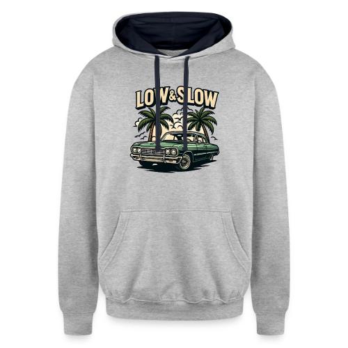 Classic Lowrider Car | Low & Slow Retro T-Shirt - Unisex Contrast Hoodie