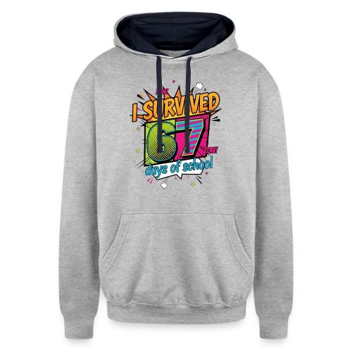 I Survived 67 Days of School T-Shirt – Funny Teach - Unisex Contrast Hoodie