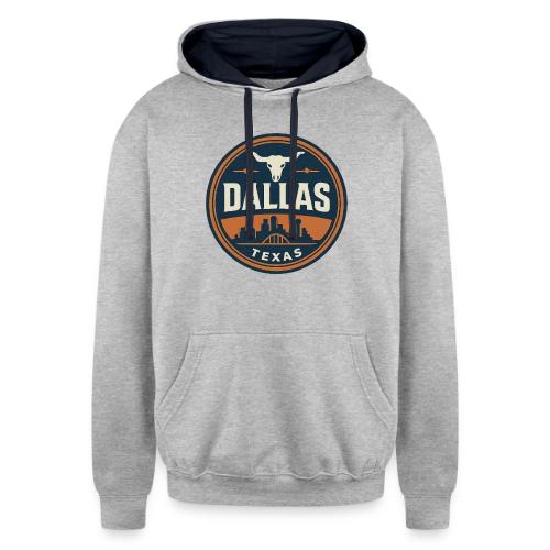Vintage Dallas Texas Western Skyline Retro Cowboy - Unisex Contrast Hoodie
