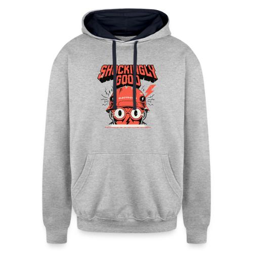 Funny Shockingly Good Electrician - Unisex Contrast Hoodie