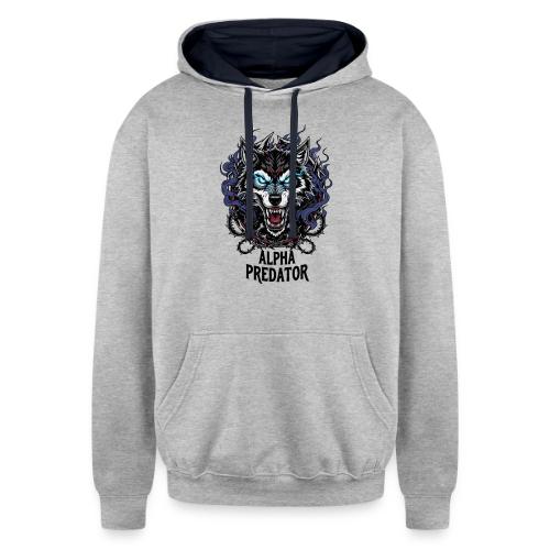 Alpha Predator Wolf Fierce Neon Eyes - Unisex Contrast Hoodie