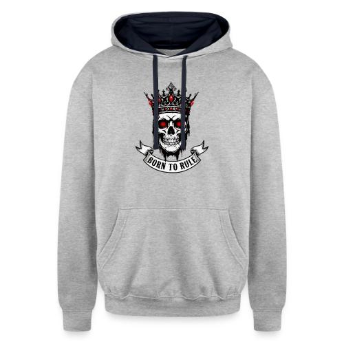 Born to Rule Skull King - Unisex Contrast Hoodie