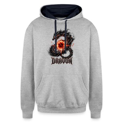 Dravon Fire Dragon Dark Fantasy Graphic T-Shirt - Unisex Contrast Hoodie