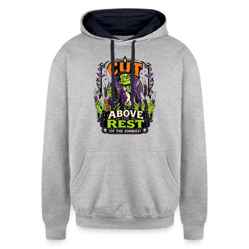 Cut Above The Rest Zombie Pocket Knife Halloween - Unisex Contrast Hoodie