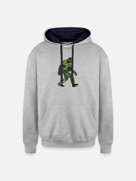 Camo Bigfoot - Unisex Contrast Hoodie - heather gray/navy