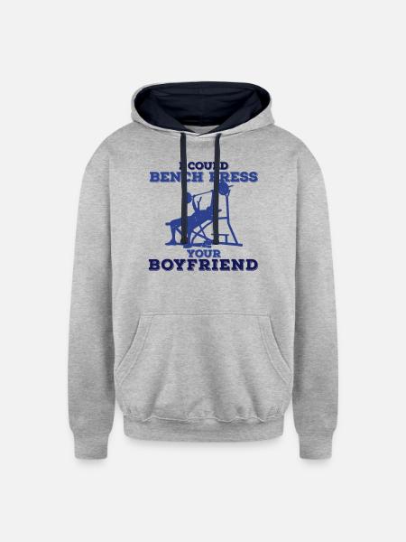 Bench Press - Unisex Contrast Hoodie - heather gray/navy