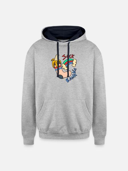 Sock Banana - Unisex Contrast Hoodie - heather gray/navy