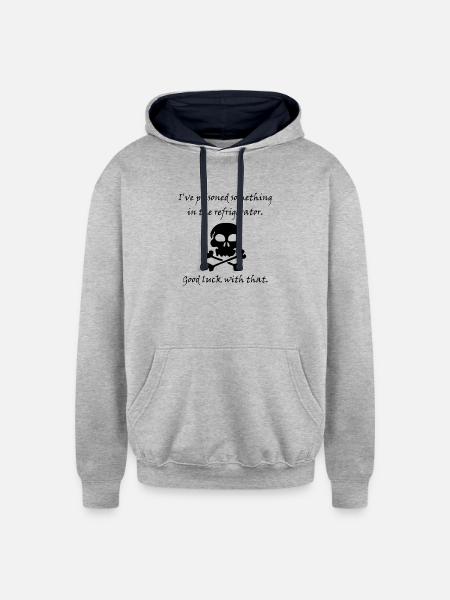 Poisoned Refrigerator Skull - Unisex Contrast Hoodie - heather gray/navy