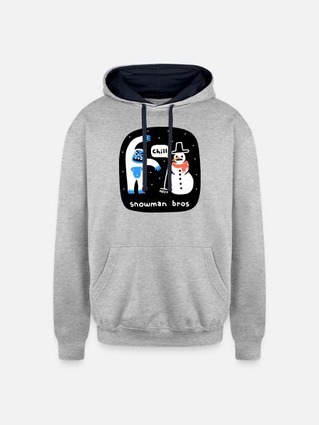 Snowman Bros - Unisex Contrast Hoodie - heather gray/navy