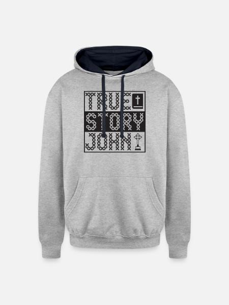 True Story John - Unisex Contrast Hoodie - heather gray/navy
