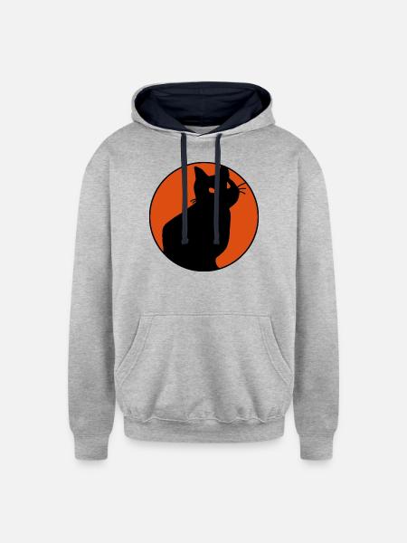 Black Cat 1 1 - Unisex Contrast Hoodie - heather gray/navy