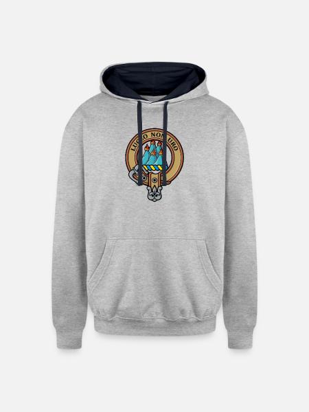 Clan MacKenzie Crest - Unisex Contrast Hoodie - heather gray/navy