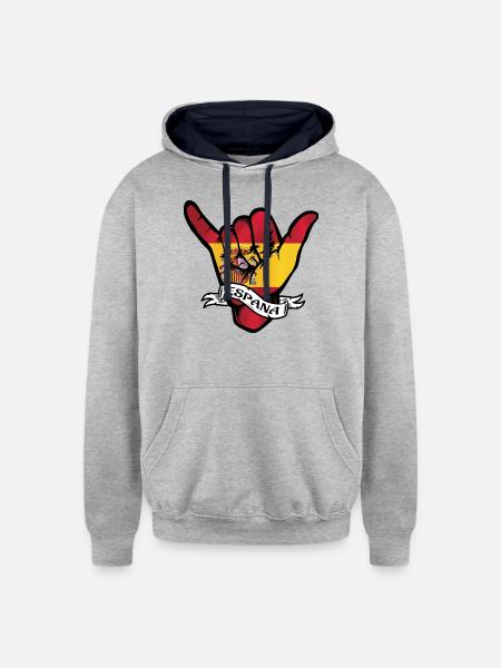 Espana Shaka - Unisex Contrast Hoodie - heather gray/navy
