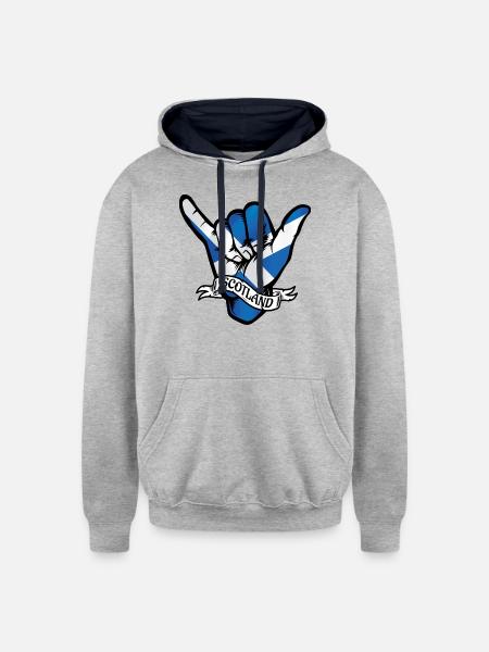 Scotland Shaka - Unisex Contrast Hoodie - heather gray/navy