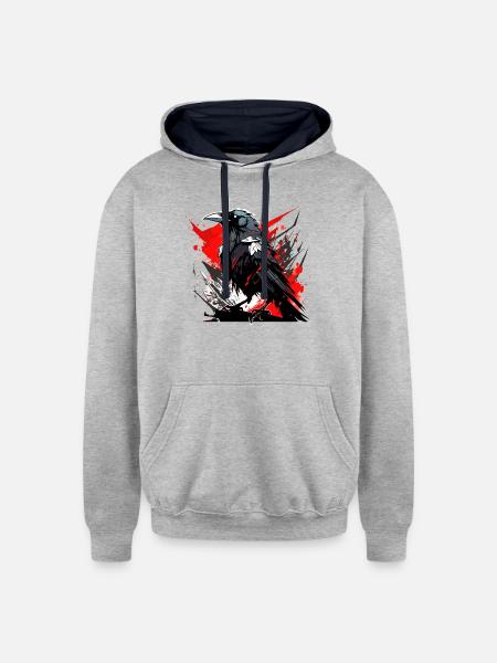 Raven - Unisex Contrast Hoodie - heather gray/navy