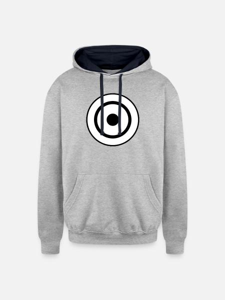 Black and White Bullseye - Unisex Contrast Hoodie - heather gray/navy