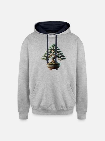 Bonsai - Unisex Contrast Hoodie - heather gray/navy