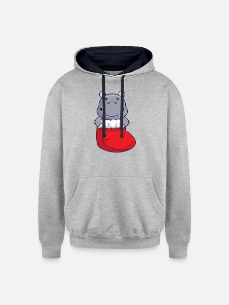 Sock in Hippo - Unisex Contrast Hoodie - heather gray/navy