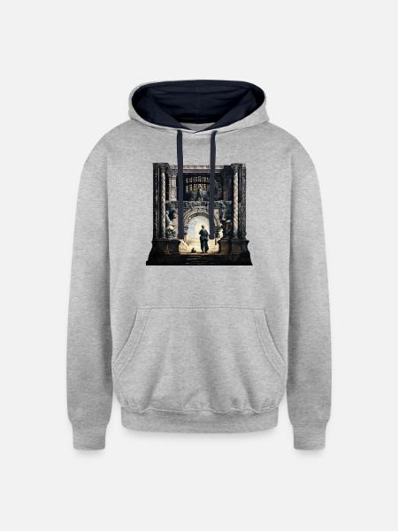 heaven's gate - Unisex Contrast Hoodie - heather gray/navy