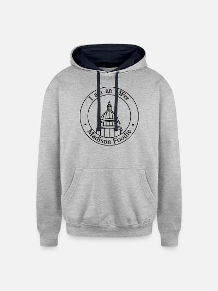 Madison Foodie Capitol - Black - Unisex Contrast Hoodie - heather gray/navy