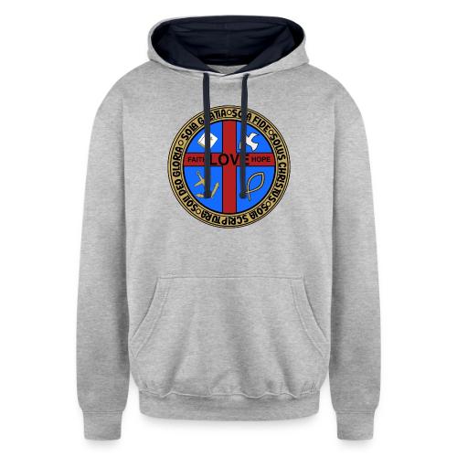 Five Solas Faith Hope Love Shirt–Christian Symbols - Unisex Contrast Hoodie