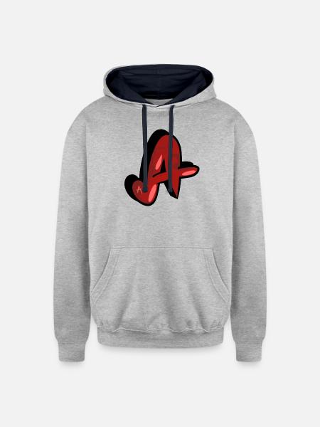 A (Red Camo) - Unisex Contrast Hoodie - heather gray/navy
