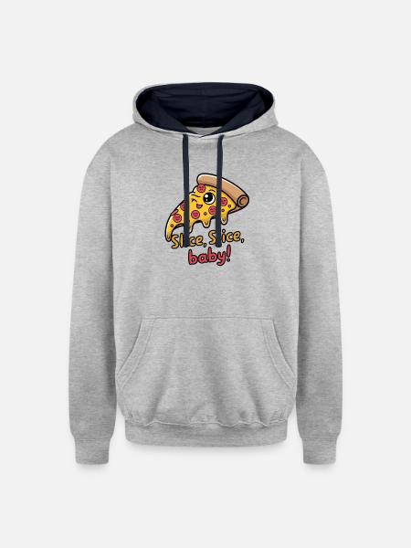 Slice Slice Baby - Unisex Contrast Hoodie - heather gray/navy