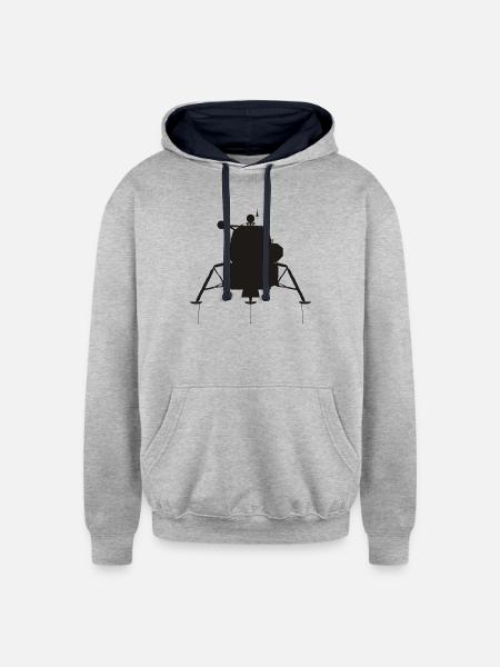 Lunar Module - Unisex Contrast Hoodie - heather gray/navy
