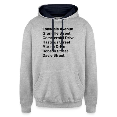 Street Names Black Text - Unisex Contrast Hoodie