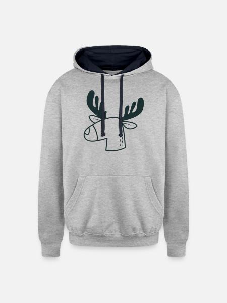 moosy mooses head - Unisex Contrast Hoodie - heather gray/navy