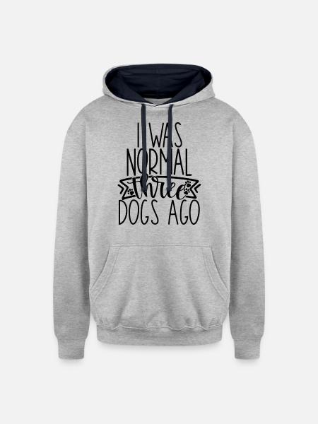 Normal Three Dogs - Unisex Contrast Hoodie - heather gray/navy