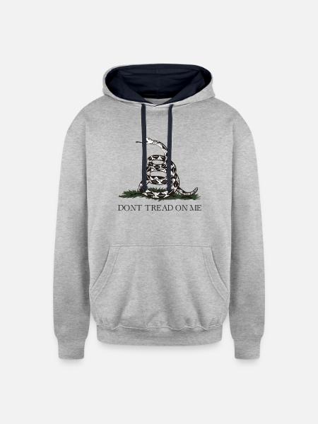 Coiled Rattlesnake Emblem - Unisex Contrast Hoodie - heather gray/navy